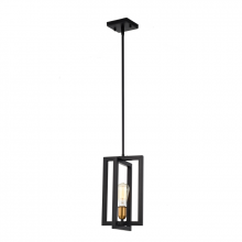  LIT2430BK-GD - 1-Light 8" Pendant in black finish with Gold Socket Rings