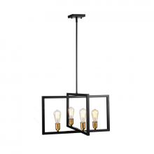  LIT2434BK-GD - 4-Light Pendant in black finish with Gold Socket Rings