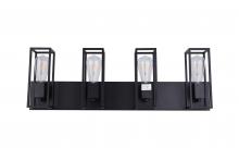  LIT3124BK-BK - 4 Light Vanity Black Finish With Black Sockets Can Be Mounted Up or Down