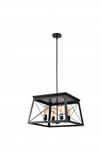  LIT3932BK - 20" Pendant 4x60W Medium Base socket in black finish, comes with 3x12", 1x6" pipe