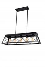  LIT3950 BK+MC - 35"5x60W Linear Pendant in Black finish medium base sockets with replaceable socket rings in bla