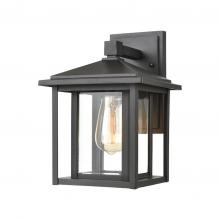 Lit Up Lighting LIT63186BK-CL - 11" Outdoor Wall Light in Black Finish with clear glass, 1xE26, Aluminium and Iron Frame