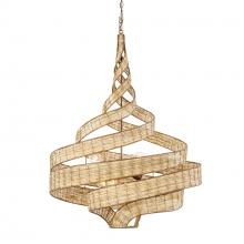  240P06LBTR - Flow 6-Lt Large Twist Pendant - Baguette/Natural Rattan