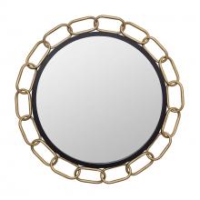  444MI30MBTG - Chains of Love 30-in Round Wall Mirror - Matte Black/Textured Gold