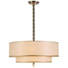  9507-AB - Luxo 5 Light Drum Shade Antique Brass Chandelier