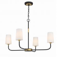  NIL-70015-BF-MG - Niles 4 Light Black Forged + Modern Gold Chandelier