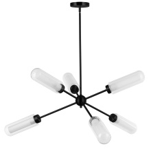 Dainolite BBA-406C-MB - 6LT Chandelier, MB w/ CLR Fluted & FR Glass