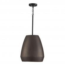  354211UR - 1-Light Handcrafted Terracotta Pendant in Umber and Matte Black