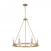  4916AD - 6-Light Wagon Wheel Chandelier in Aged Brass