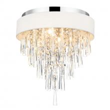  5523C16C (Off White) - Franca 4 Light Drum Shade Flush Mount With Chrome Finish