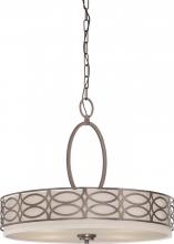  60/4726 - Harlow - 4 Light Pendant with Khaki Fabric Shade - Hazel Bronze Finish