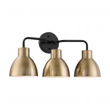  60/6793 - Sloan - 3 Light Vanity - Matte Black and Burnished Brass Finish