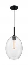  60/7027 - Aria - 1 Light Pendant with Seeded Glass - Matte Black Finish