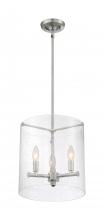  60/7187 - Bransel - 3 Light Pendant with Seeded Glass - Brushed Nickel Finish