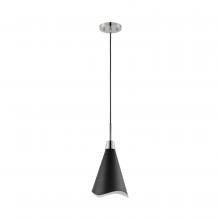  60/7472 - Tango; 1 Light; Small Pendant; Matte Black with Polished Nickel