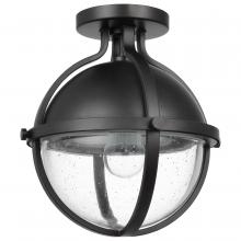  60/7673 - Lincoln; 1 Light Semi Flush Mount; Medium Base; 60 Watt; Matte Black Finish; Clear Seeded Glass