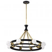  60/7868 - Marsden 8 Light Chandelier; Matte Black and Natural Brass Finish