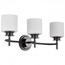  60/8033 - Warren; 3 Light Vanity; Gun Metal with Satin White Glass