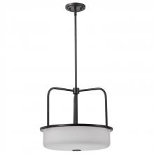  60/8037 - Warren; 17 Inch Pendant; Gun Metal with Satin White Glass