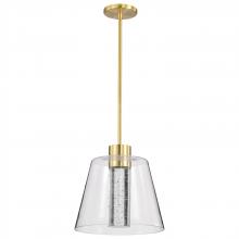  62/2182 - Aura; 12 Inch LED Pendant; Brushed Brass; K9 Bubble Crystal; 3000K CCT