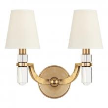  982-AGB-WS - 2 LIGHT WALL SCONCE w/WHITE SHADE