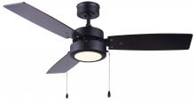  CF42WAL3BK - Fan 42", WALLIS MBK, 3 MDF Blades, Dual Mount, 1x15W Integrated LED, 900Lumen, 3000K,