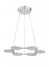  PF65-6LPE-CH - MILAN series 6 Light LED Pendant in a Chrome finish with Clear Mesh diffusers