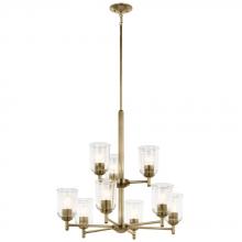  43672NBRCLR - Shailene 26.5" 9-Light 2-Tier Chandelier with Clear Glass in Natural Brass