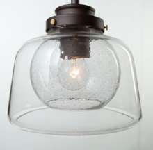  AC10050OB - Single Clear Seeded Glass Pendant (Oil Rubbed Bronze & Brass)