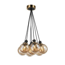  AC11877AM - Gem Collection 7-Light Pendant with Amber Glass Black and Brushed Brass