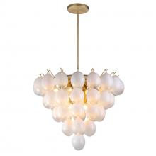  AC11994WH - Globo-Chandelier-13-Light-Ombre White Glass Brushed Brass