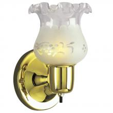  12302PB/FR - Single Wall Bracket - Polished Brass with Clear/Frosted Glass