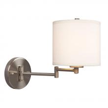  213041BN - Wall Sconce w/ Swing Arm- Brushed Nickel with Off-White Linen Shade