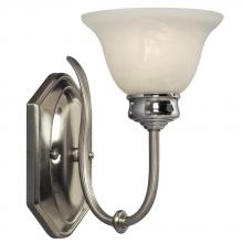  213301BN/CH - Single Wall Bracket - Brushed Nickel / Chrome with Marbled Glass