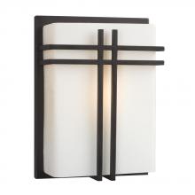  215640BZ - 1-Light Outdoor/Indoor Wall Sconce - Bronze with Satin White Glass