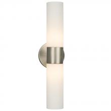  244023BN/WH - 2-Light Wall Sconce - Brushed Nickel with White Straight Glass