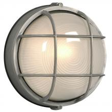  305011SA-113EB - Outdoor Cast Aluminum Marine Light with Guard - in Satin Aluminum finish with Frosted Glass (Wall or