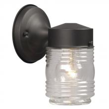  320107BLK - Outdoor Wall Fixture - Black w/ Clear Jam Jar Glass