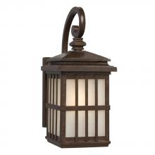  320440BZ - 1-Light Outdoor Wall Mount Lantern - Bronze with Frosted Seeded Glass