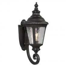  320481BK - 1-Light Outdoor Wall Mount Lantern - Black with Clear Water Glass