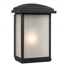  320690BK - 1-Light Outdoor Wall Mount Lantern - Black with Frosted Seeded Glass