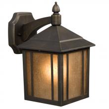  334021ORB/PA - Outdoor Cast Aluminum Lantern - Oil Rubbed Bronze w/ Peach Amber Linen Glass