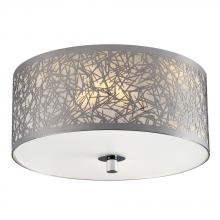  612796CH - 2-Light Semi-Flush Mount in Polished Chrome - Laser-Cut Metal Shade with Glitter Background