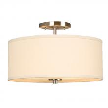  L613048BN010A1 - LED Semi-Flush Mount Ceiling Light -  in Brushed Nickel finish with Off-White Linen Shade