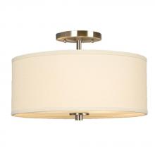  613048BN - Semi-Flush Mount - Brushed Nickel with Off-White Linen Shade