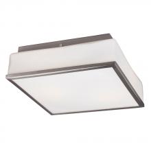  613500BN-213NPF - Square Flush Mount Ceiling Light - in Brushed Nickel finish with Opal White Glass