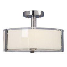  614298CH - 3-Light Semi Flush Mount - Polished Chrome with White Opal/Clear Glass