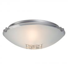  614403CH-213NPF - 2-Light Flush Mount - Polished Chrome with Satin White Glass Shade and Crystal Accents