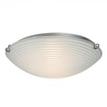  L615293CH016A1 - LED Flush Mount Ceiling Light- in Polished Chrome finish with Striped Patterned Satin White Glass