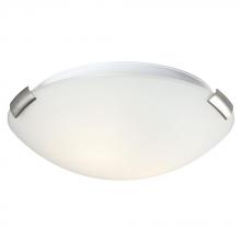  680412BN/WH - 12" Flush Mount Ceiling Light - Brushed Nickel Clips with White Glass